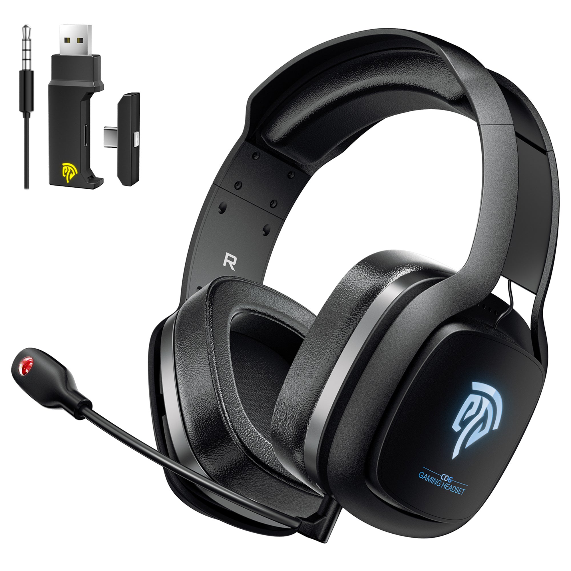 EASYSMX C06W 2.4GHz Wireless Gaming Headset 3D Stereo Sound Over-Ear Bluetooth Headphones EASYSMX C06W 2.4GHz Wireless Gaming Headset 3D Stereo Sound Over-Ear Bluetooth Headphones